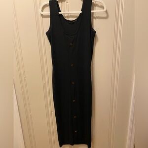Pretty little thing black bodycon button down summer tank dress